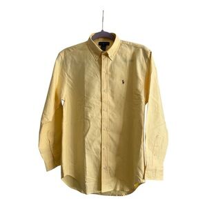 NWT Ralph Lauren Oxford Long Sleeve Button Down Shirt Yellow Boys 16-FLAWED